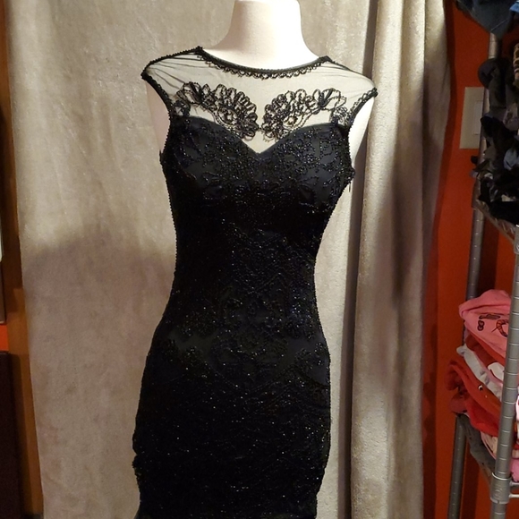 Verty Dresses & Skirts - Verty Vintage Black Beaded Mermaid Dress Flapper S